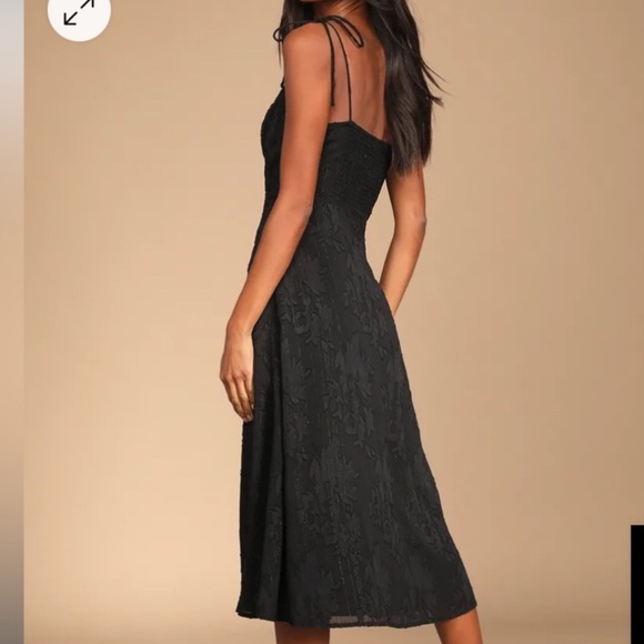 Lulus Loveliest Looks Floral Jacquard Tie-Strap Midi Dress - Picture 2 of 5